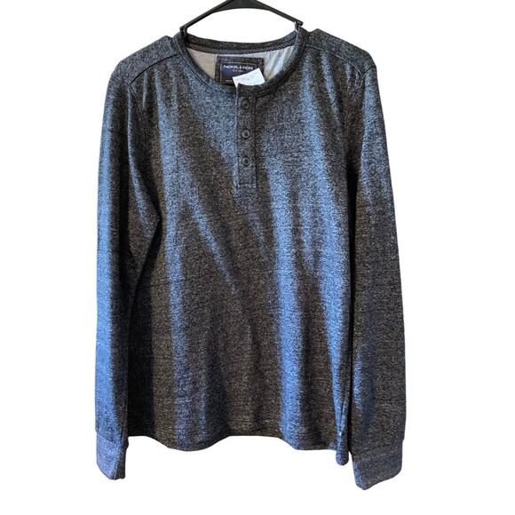 Nickel & Iron NWT Black Marled French Terry Henley Men' Small Luxe Cotton - Picture 1 of 5